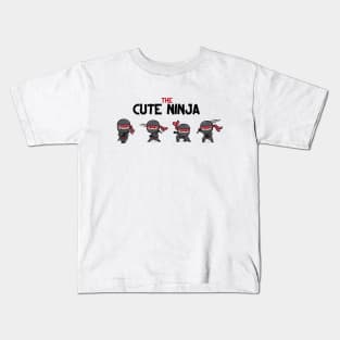 The Cute Ninja Warriors from Japan With Sword and Full Ninja Uniform Kids T-Shirt